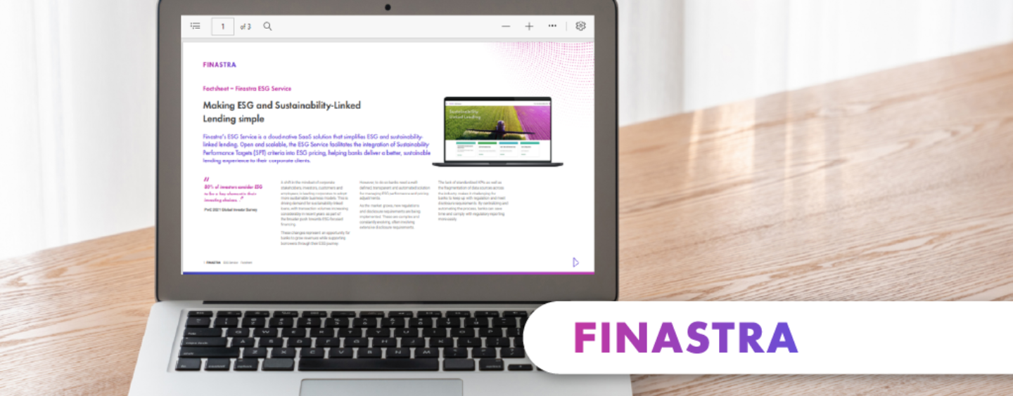 Finastra Launches ESG Service for Lending